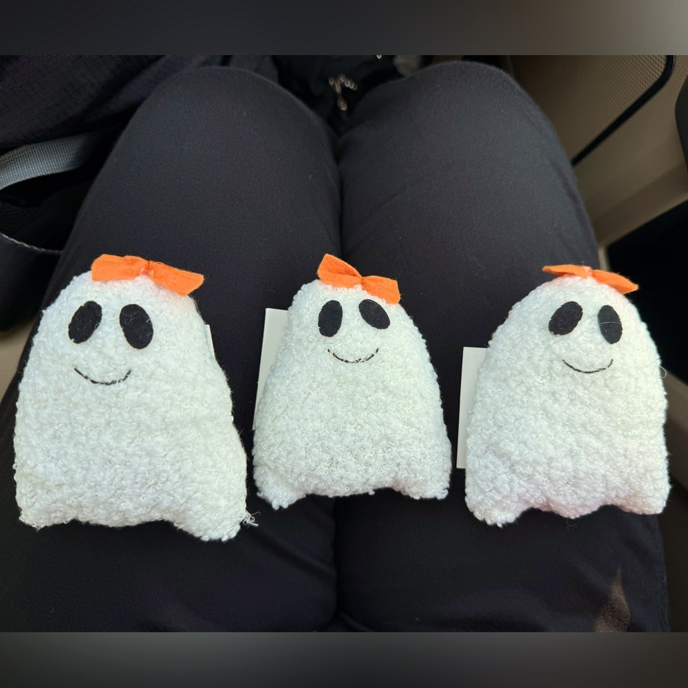 White Ghost Plush with Orange Bow set of 3